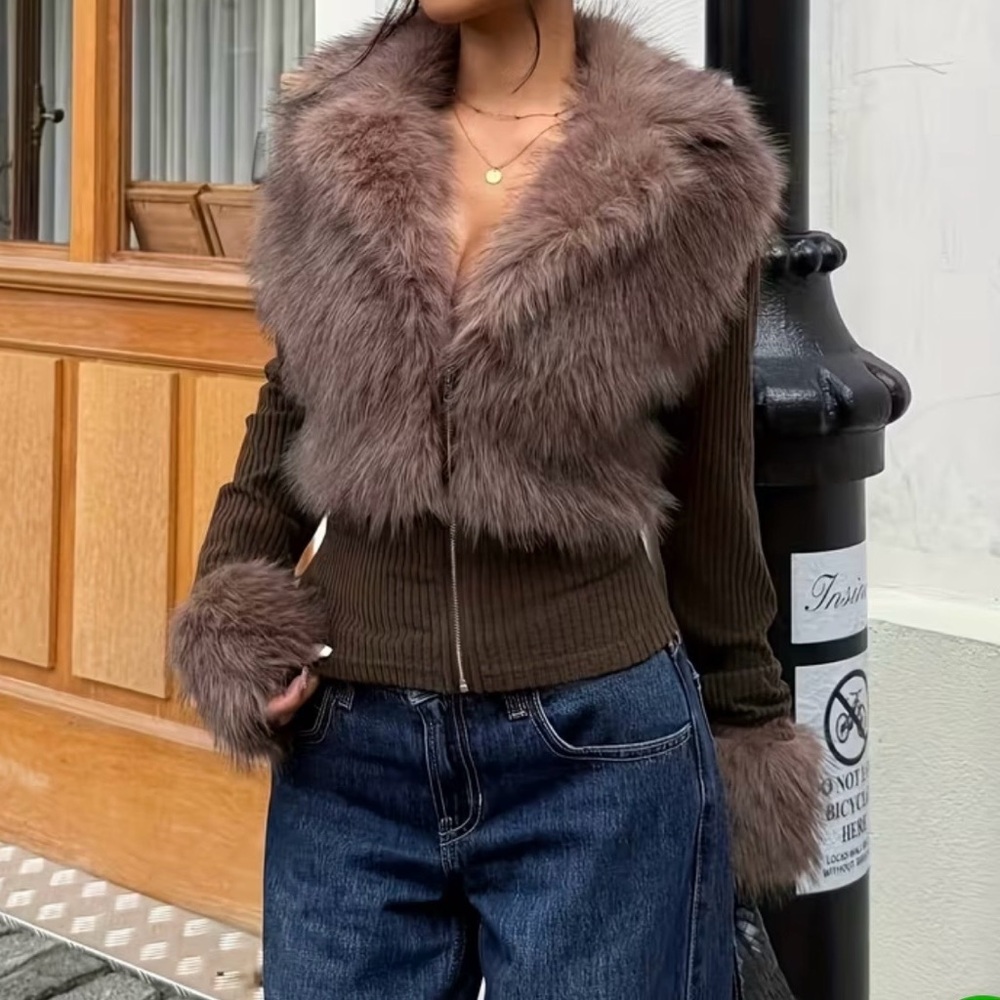 NWOT Faux Fur Streetwear Jacket - Picture 3 of 13